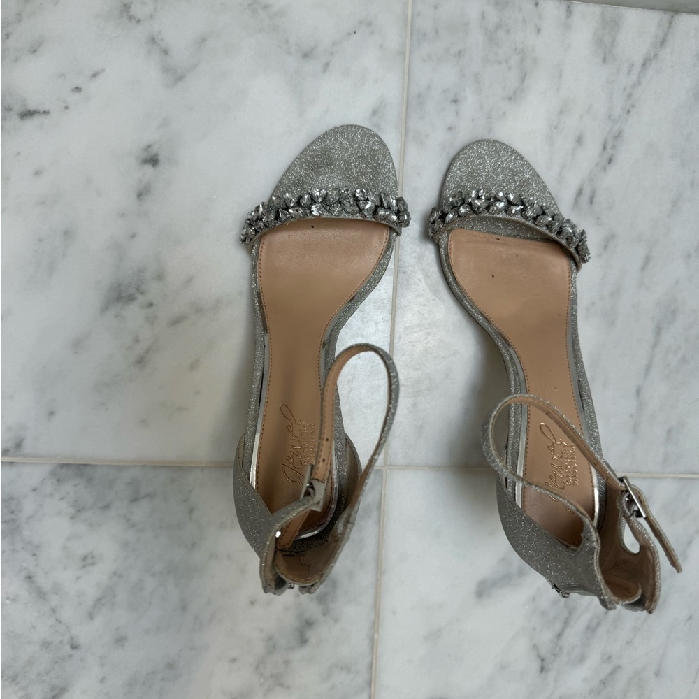 Badgley Mischka Silver Heels with Sparkling Embellishments